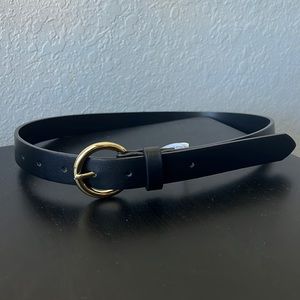 Black belt with gold buckle.